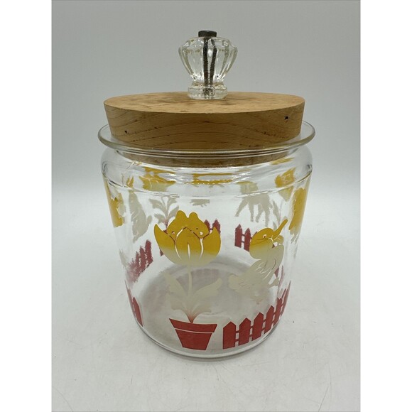 Vintage Jar Anchor Hocking Glass Biscuit Canister Storage 1940 - Picture 3 of 10